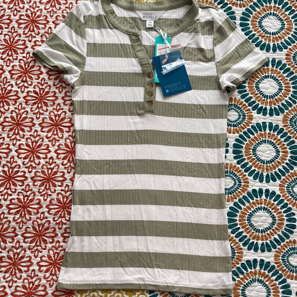 NWT Market & Spruce striped Henley tee
